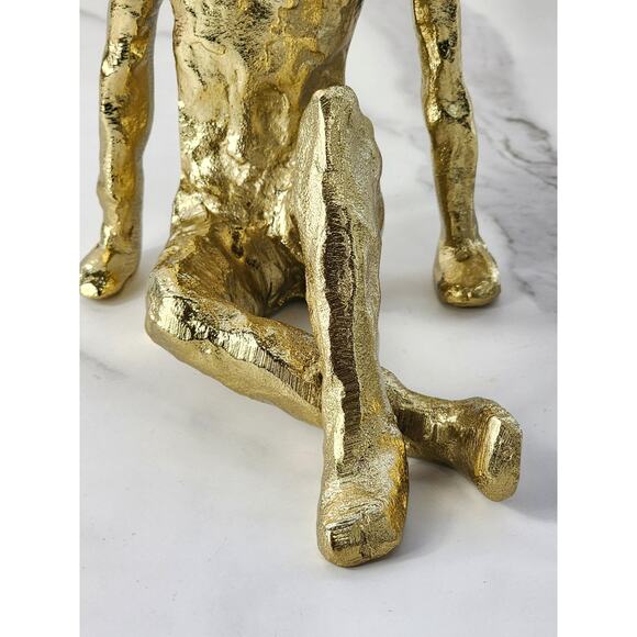 MCM Sitting Man Figurine Sculpture 7 1/4" Gold Finished Art Home Decor Accent - Picture 2 of 13